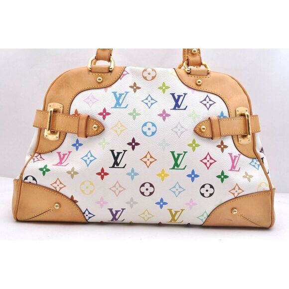 Auth Louis Vuitton Monogram Multicolor Claudia Hand Bag White Lv - Picture 2 of 16